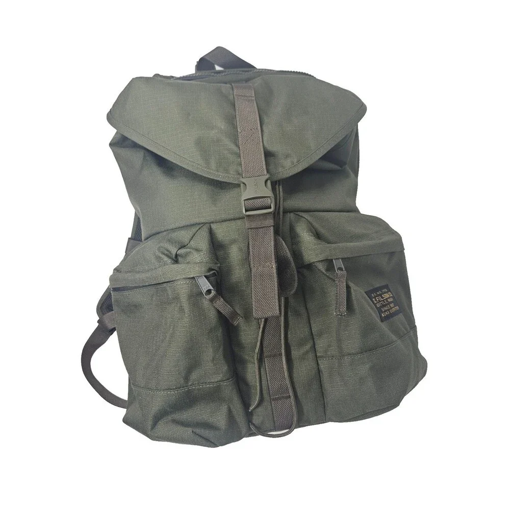 FILSON Ripstop Nylon Backpack Surplus Green Lightweight Padded Straps Hiking